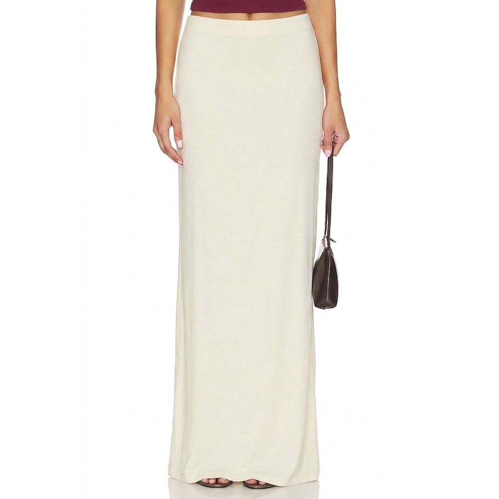 ENZA COSTA Cashmere Bias Skirt Women Small White Cream Maxi Knit Luxury NEW